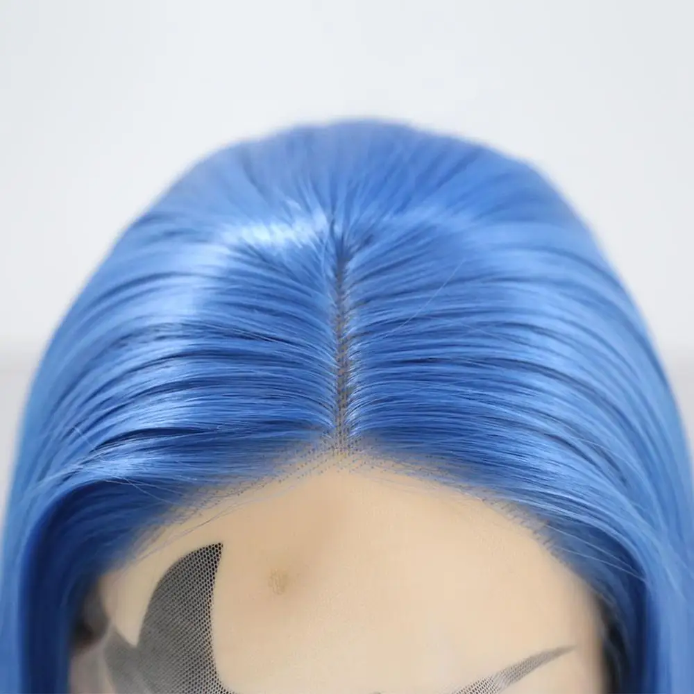 Charisma 14 дюймов короткий боб парик синий цвет синтетический на кружеве для женщин