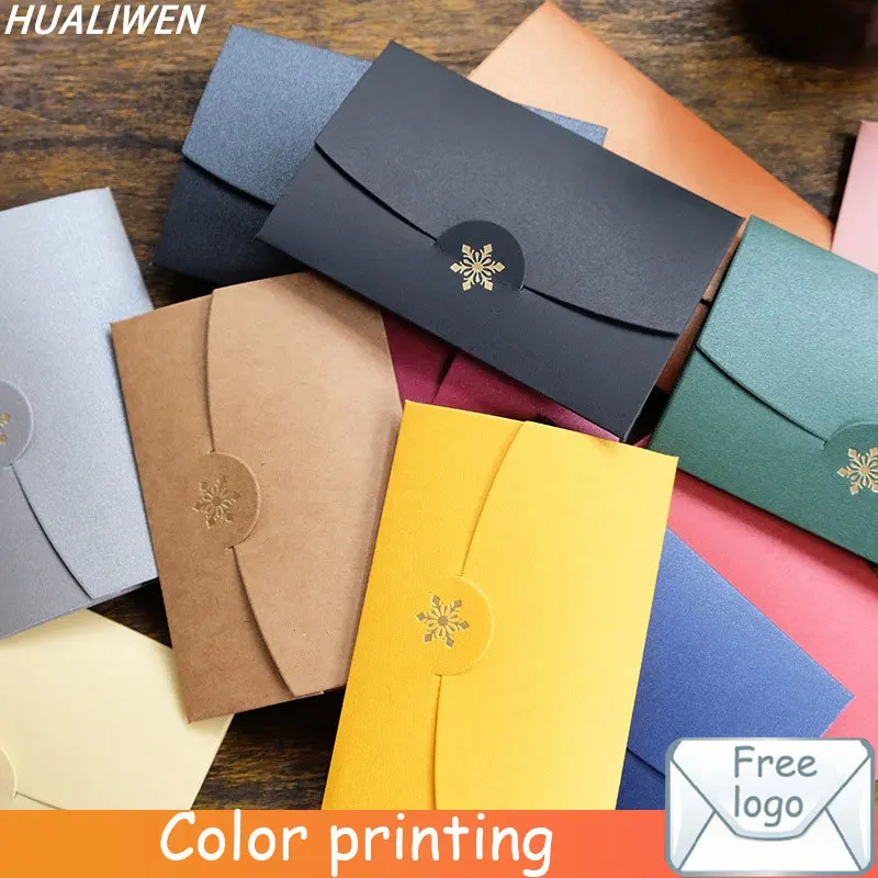 

(10pcs/lot) 17.4*11CM Greeting Card Business Card Case Hot Stamping Snowflake Pearlescent Paper Envelope Invitation Envelope