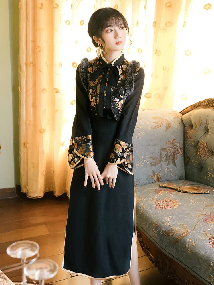 Новинка 2020 модная женская одежда винтажное платье с расклешенным рукавом для