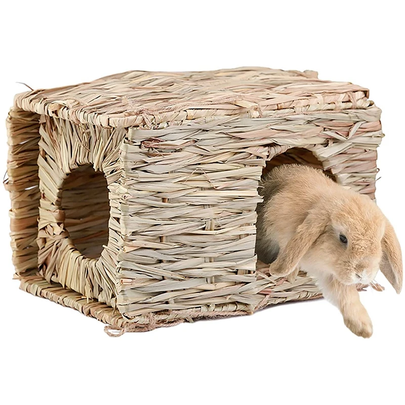 

Natural Hand-woven Seagrass Hay Hut,foldable Woven Hut,hide-and-seek Hut Toys,suitable for Small Pet Rabbits,guinea Pig,Chinchil