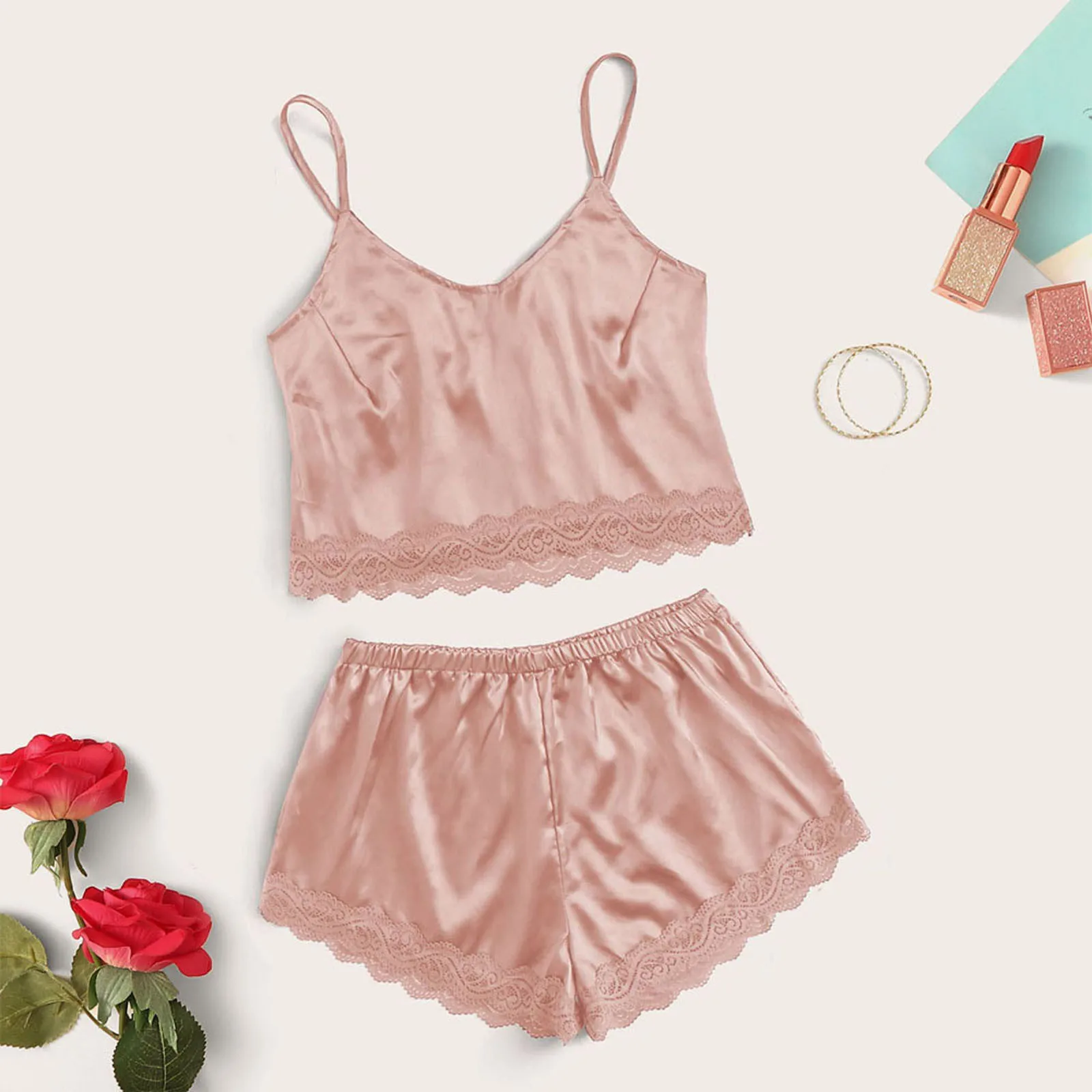 

Пикантные женские пижамы, кружевные подтяжки, одежда для отдыха, модные пижамные комплекты без рукавов, удобная мягкая ночная рубашка, Женс...