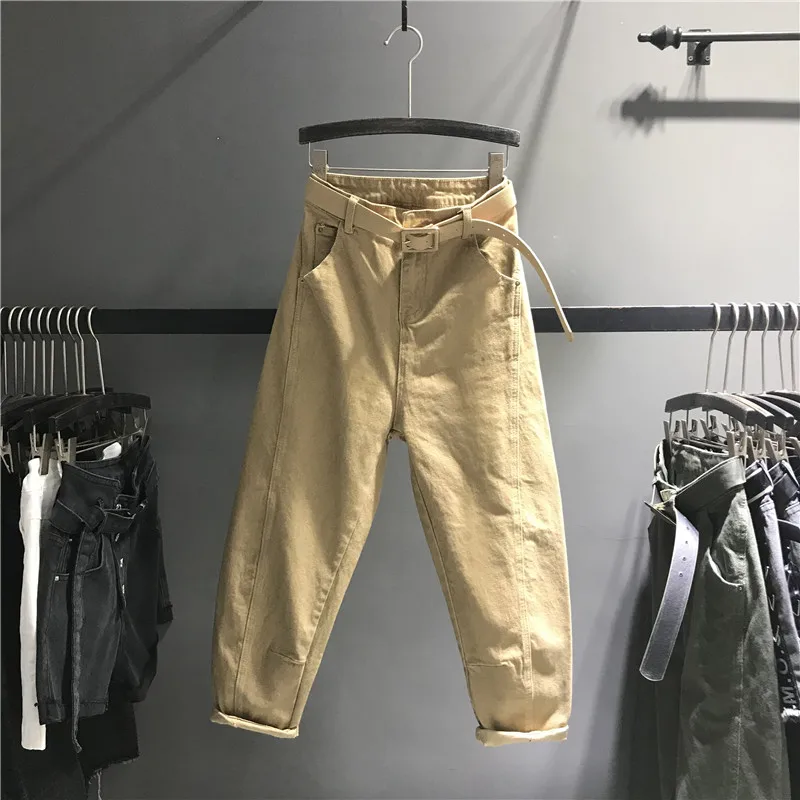 Джинсы для женщин в стиле бойфренд длинные штаны шаровары хлопковые легкие на