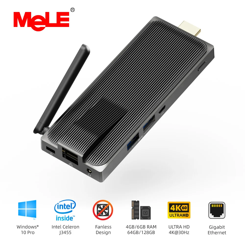 Мини-ПК Intel Celeron J3455 4 ядра 6 ГБ 128 безвентиляторный Windows 10 Pro HDMI 4K 2 ГГц Wi-Fi Gigabit LAN |