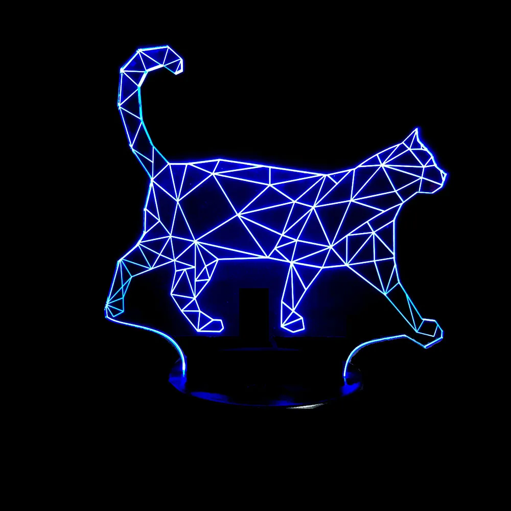 7 цветов волна кошка ходячая лампа 3D светодиодные ночники для детей сенсорный USB