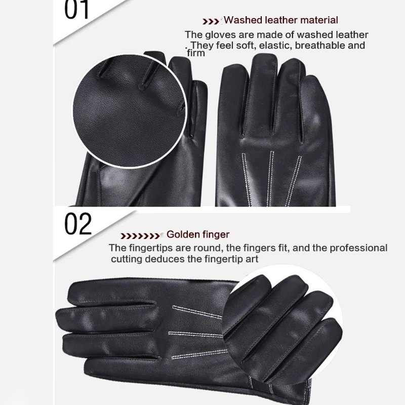 

Driving Full Finger Gloves Leather Touchscreen Gloves Fleece Lining Warm Gloves Winter Warm Gloves for Driving Riding