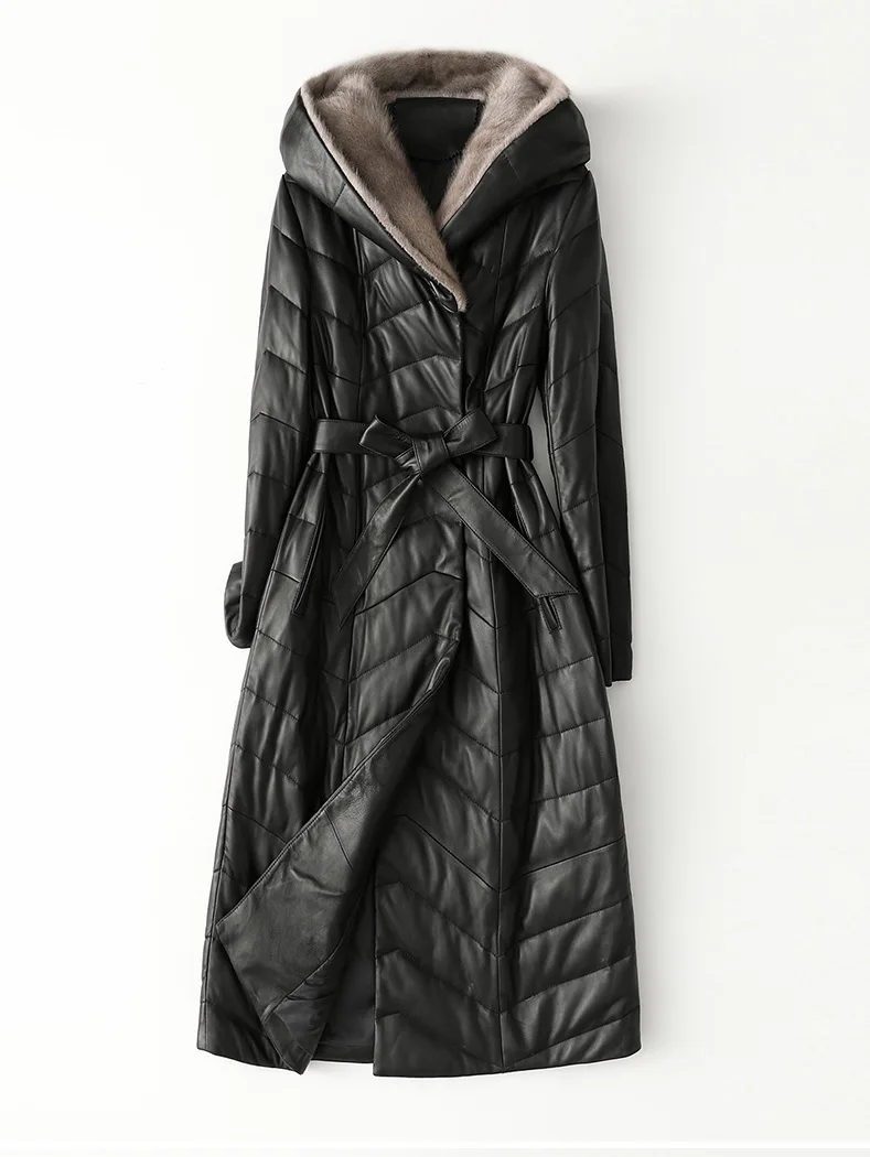 Бесплатная доставка новая куртка из натуральной овечьей кожи удлиненное женское