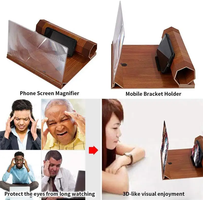 

Phone Screen Magnifier, 12" Foldable Smart Phone 3D Screen Amplifier Projector Movie Video Enlarger for All Smart Phone