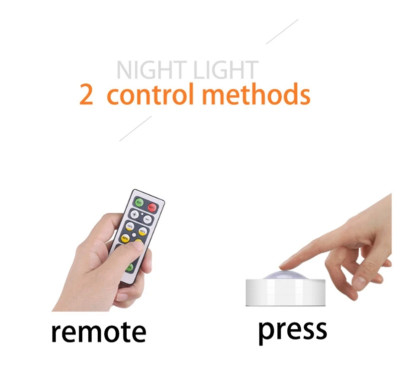Ночной светильник с сенсорным управлением, круглый светильник под шкаф, светильник для шкафа, шайба, светильник s, беспроводная нажимная палочка, лампа для дома, кухни, спальни