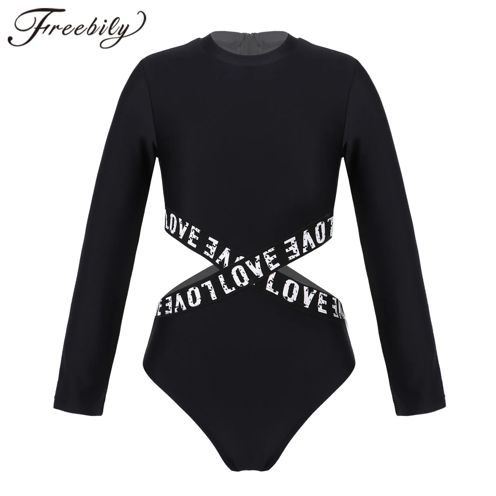 

Kids Girls Sport Jumpsuit Ballet Leotard for Girl Dance Wear Long Sleeves Cutouts Waist Gymnastics Bodysuit Dancing Costume
