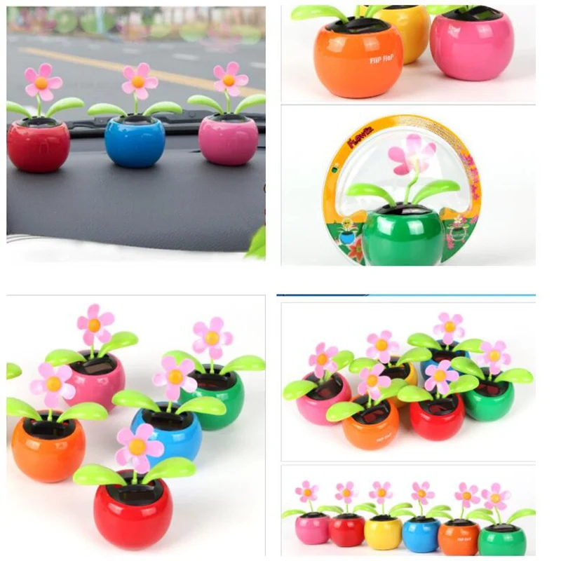 

Solar apple flower solar auto swing sun flower car decoration