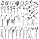 Серьги-гвоздики SOHOT в стиле хип-хоп унисекс, висячие украшения из титановой стали с черным и золотым крестом, в стиле панк, для вечевечерние, подарок на день рождения