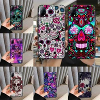 mexican skeleton tattoo sugar skull phone case for honor 8a 10 10i 9 lite 5a 7a 8x 9x pro 20 7c 8c play smart cover coque