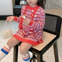 autumn winter girls sweaters sets 2022 letter knit cardigan vest dress kids cardigan toddler girl sweater baby girl sweater