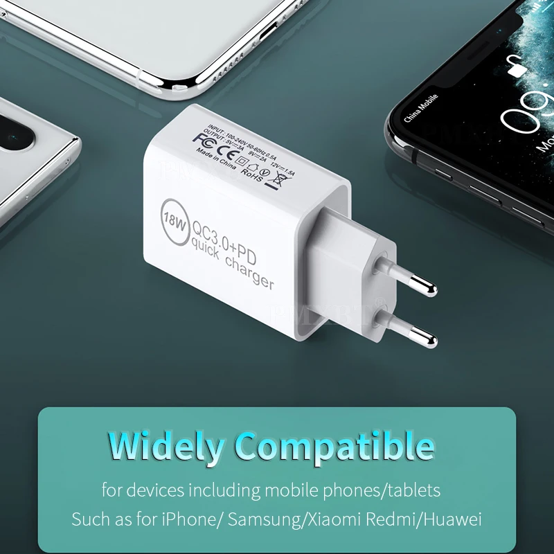 

USB Type C PD Charger Quick Charge 3.0 Wall Fast Charging For iPhone 11Pro Samsung Galaxy S20 Huawei FCP Phone USB Charger QC3.0