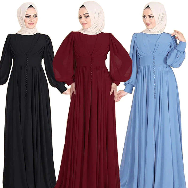 

Chiffon muslim fashion abaya islam elegant dress women kaftan abayas dubai turkish long skirt muslim women maxi dress MSL126