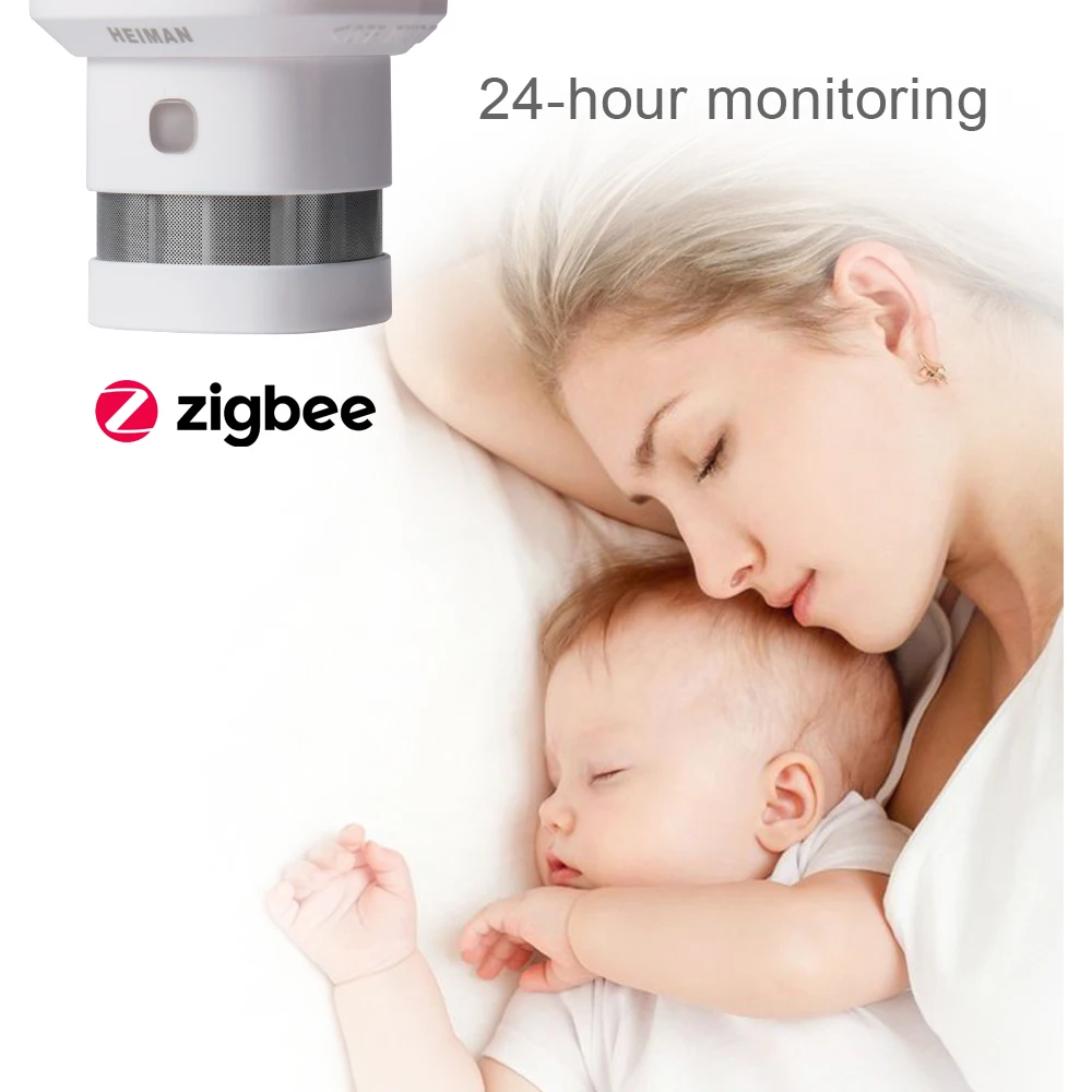 HEIMAN Zigbee пожарная сигнализация, детектор дыма, 4 шт., система умного дома, 2,4 ГГц, высокая чувствительность, датчик безопасности, датчик