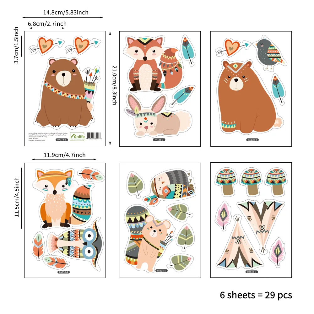 Настенные наклейки Funlife с мультяшными животными сказочные настенные росписью