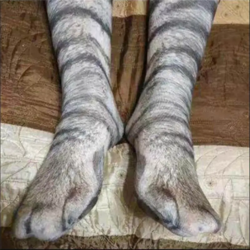 Носки в виде лап животных для взрослых и детей с 3D принтом унисекс длинные