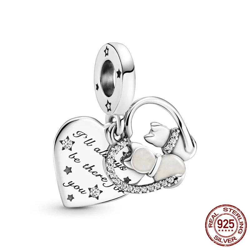 

Натуральная 925 стерлингового серебра двойной любовь сердце кулон в форме оригинальный 3 мм браслет на зестежке с делая Модный чехол типа «сд...