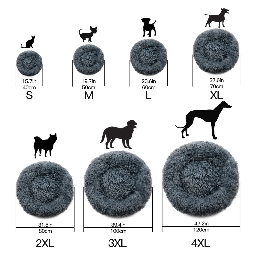 

Thick cotton round dog bed super soft long plush pet cat mat for dogs nest Cushion Bed winter warm pets sofa Dog Kennel