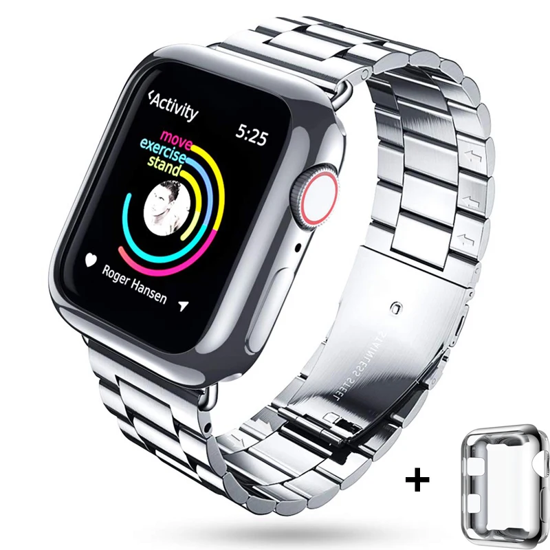 Металлический ремешок и чехол для apple watch 6 42 мм 38 Версия 44 40 наручных часов iwatch