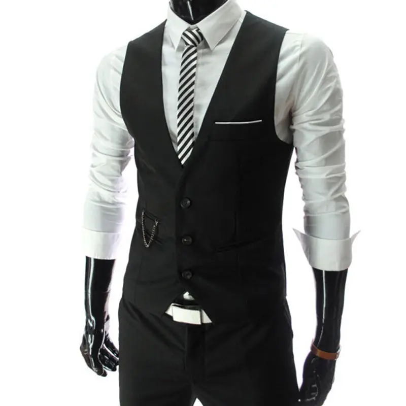 

New Arrival Dress Vests For Men Slim Fit Mens Suit Vest Male Waistcoat Gilet Homme Casual Sleeveless Formal Business Jacket