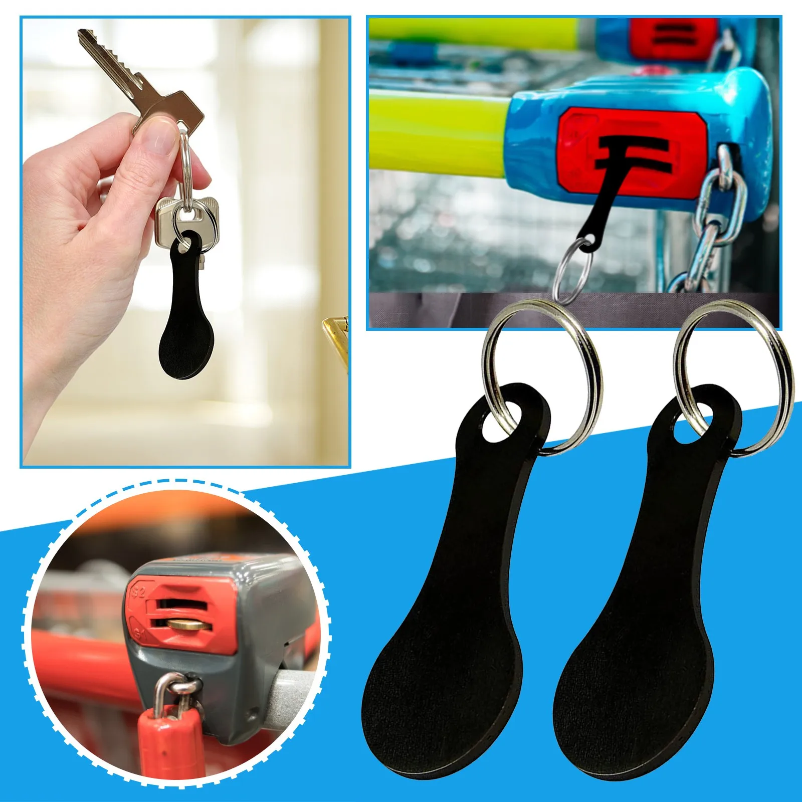 

2 packs of metal key ring shopping trolley tokens Aluminum Alloy Key Ring for everyday practical portable gadgets