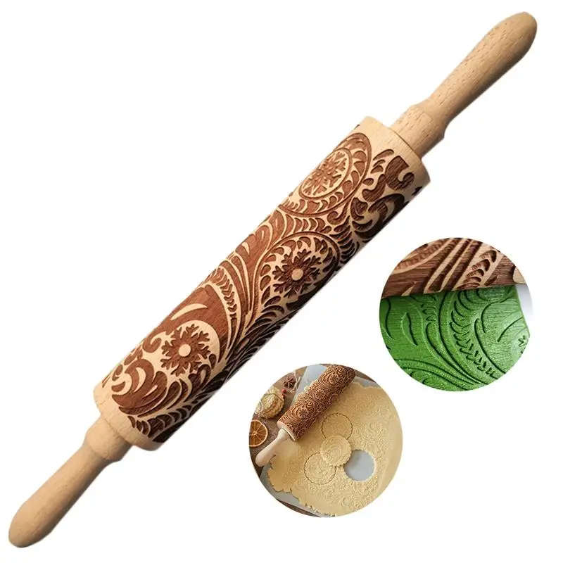 

Роликовый валик для выпечки на Рождество с изображением деревянной снежинки