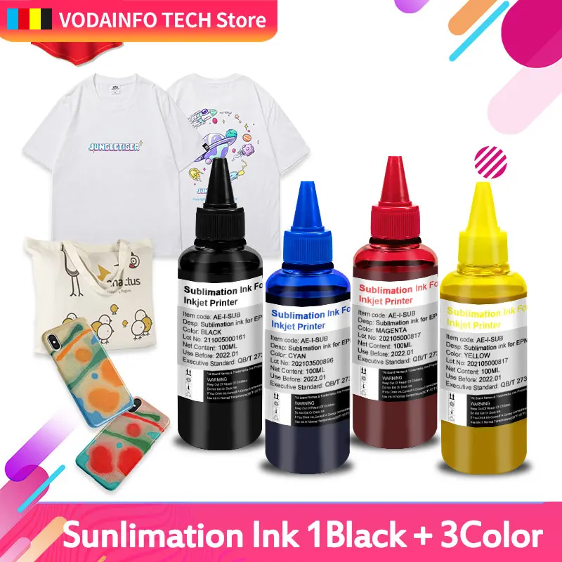 

4 BottLe Inkjet Sublimation Ink Refill Universal 100ML For Epson Desktop Printer Heat Transfer Kit Press Used Mug Cup T-Shirt