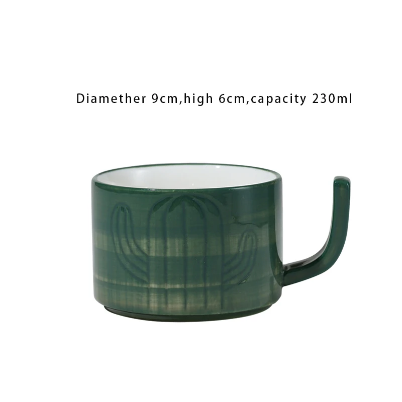 Кружка с узором в виде кактуса керамические чашки для завтрака тарелка посуда