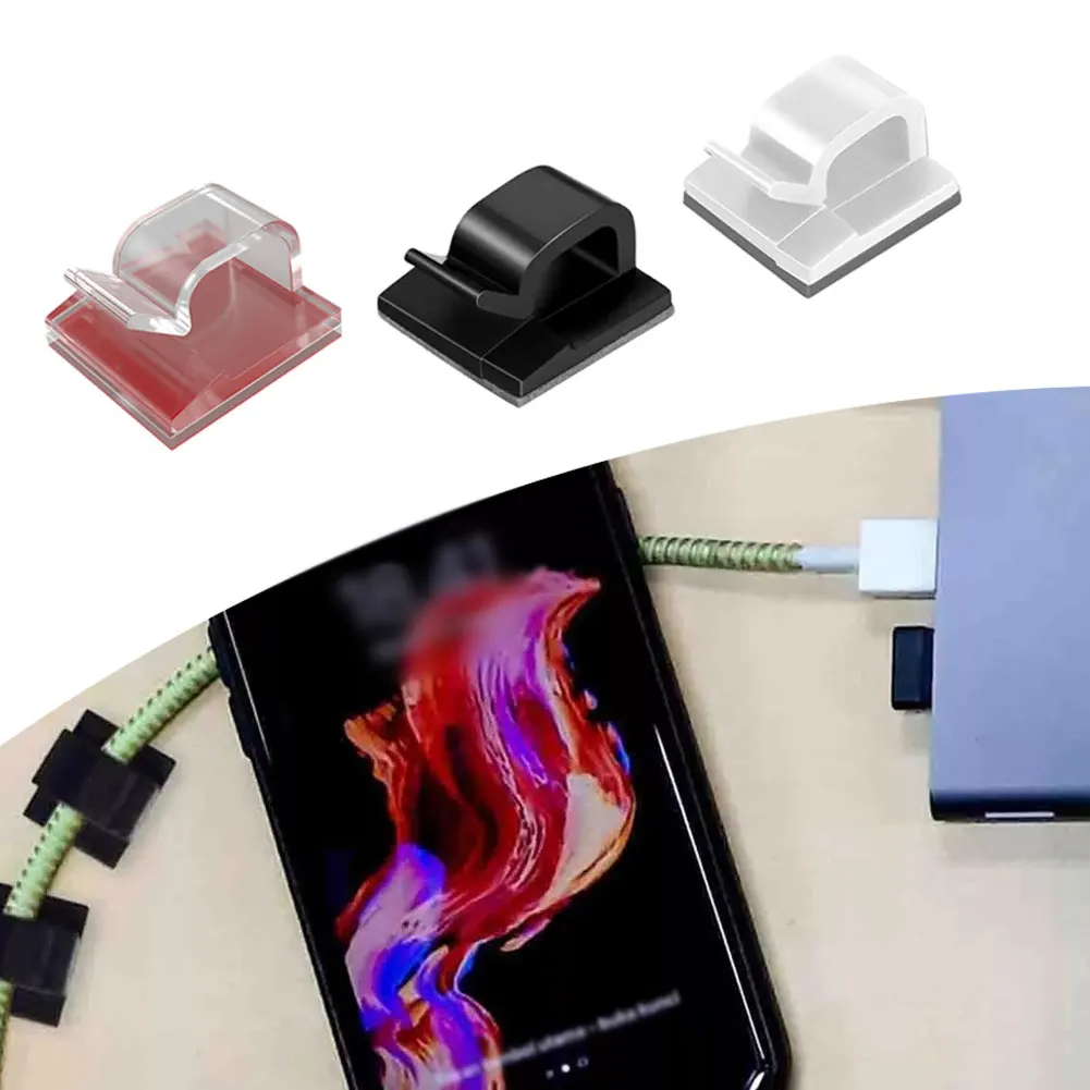 

50/100Pcs Cable Clips Self Adhesive Cord Management Black Wire Holder Organizer Clamp Self-adhesive Car Wire Clip Accessories