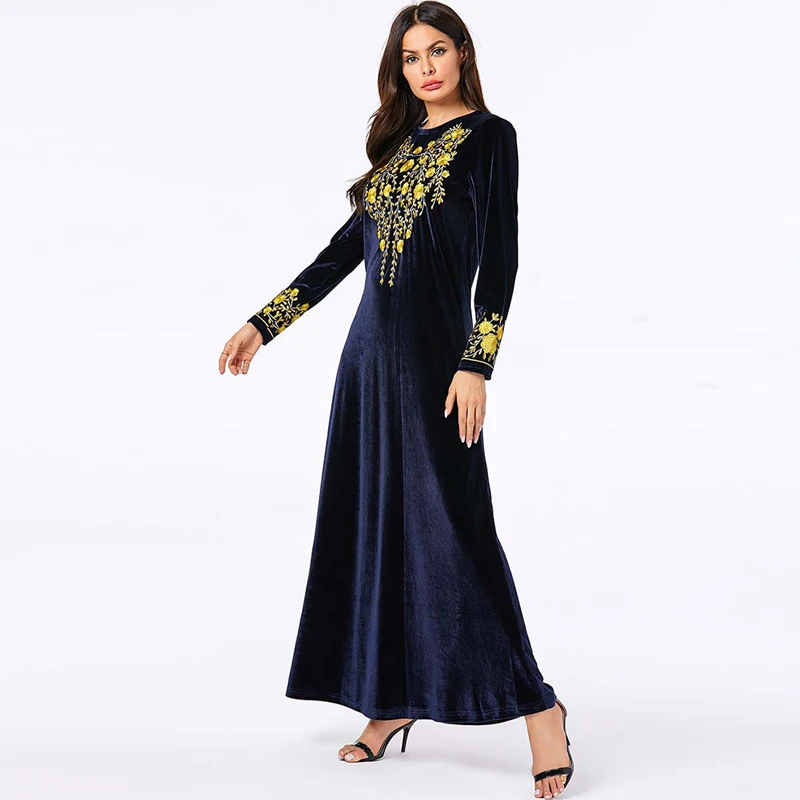 

Vestidos Arabes Velvet Abaya Turkey Islamic Arabic Long Muslim Dress Caftan Dubai Kaftan Tesettur Elbise Robe Longue Hijab Dress