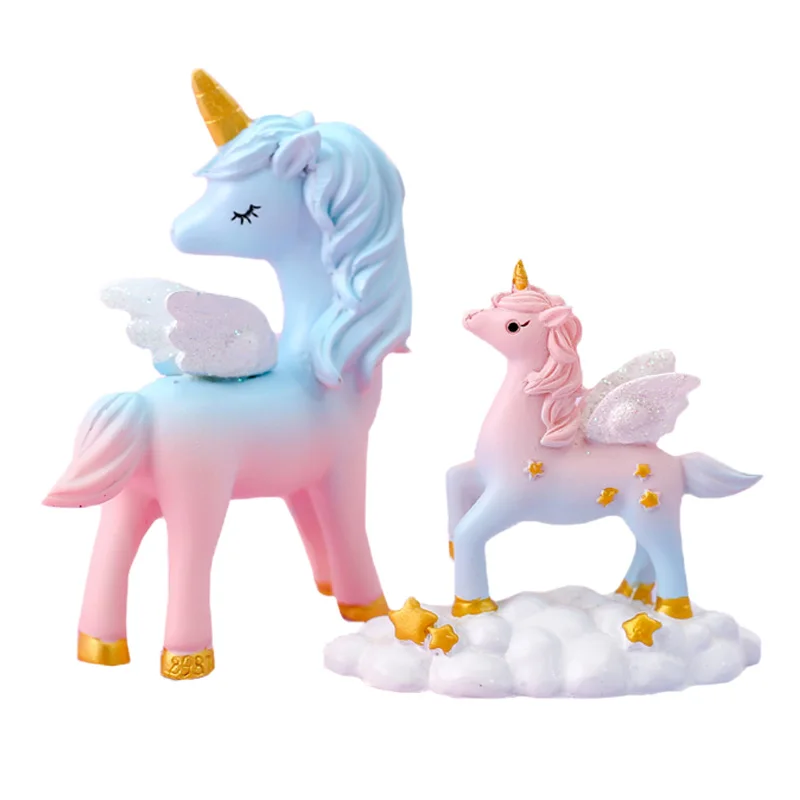 

Мини Радуга Единорог Подвески фигурки украшения дома аксессуары полимерные фигурки DIY Миниатюрные Единорог рождественские украшения