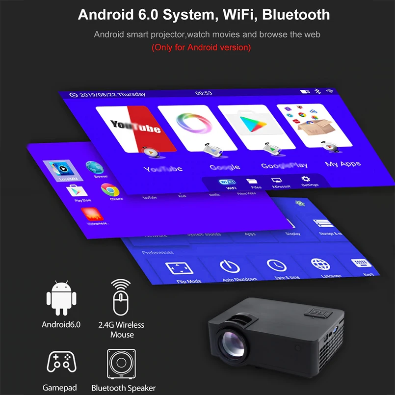 Проектор metsaund W6 Hd Led Android Wifi для умного домашнего кинотеатра Bluetooth 4k видео проектор
