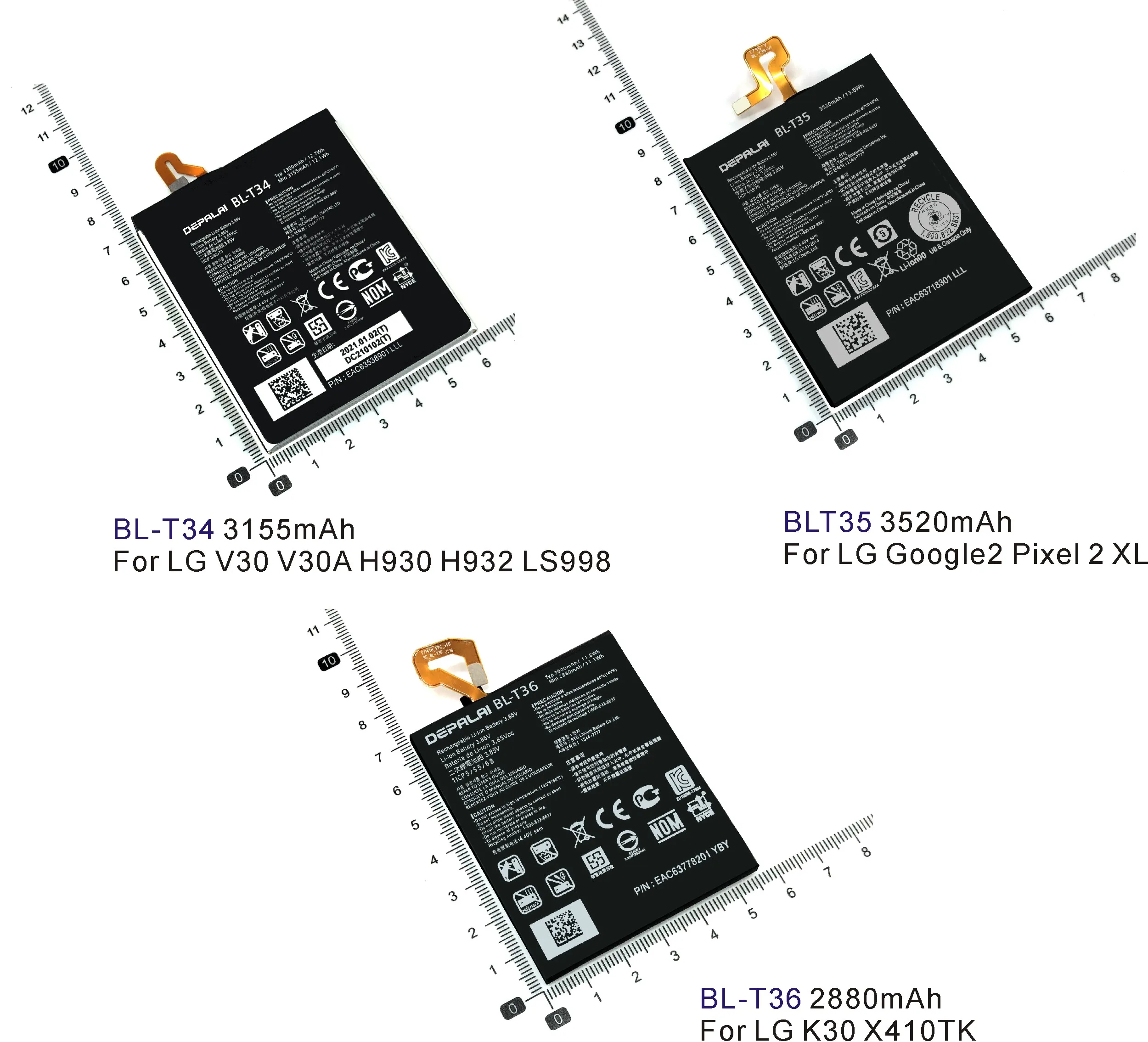 BL-T34 BL-T35 BL-T36 Battery For LG V30 V30A H930 H932 LS998 Google2 For Pixel 2 XL K30 X410TK phone Batteries