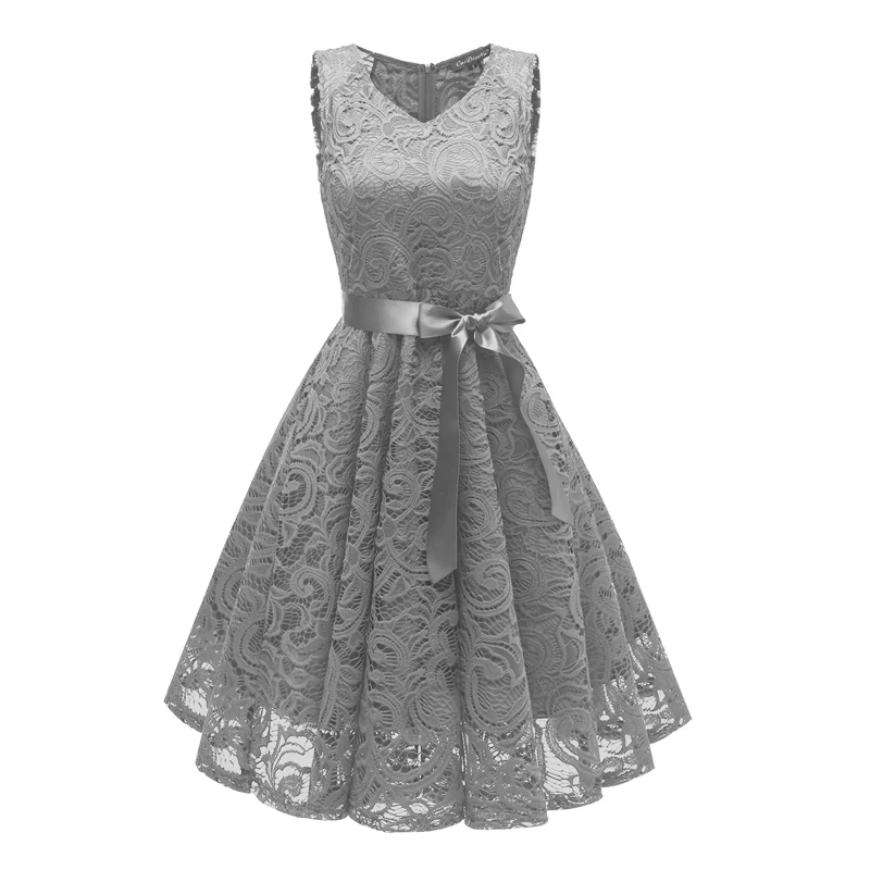 Элегантное женское вязаное кружевное вечернее платье без рукавов с V-образным