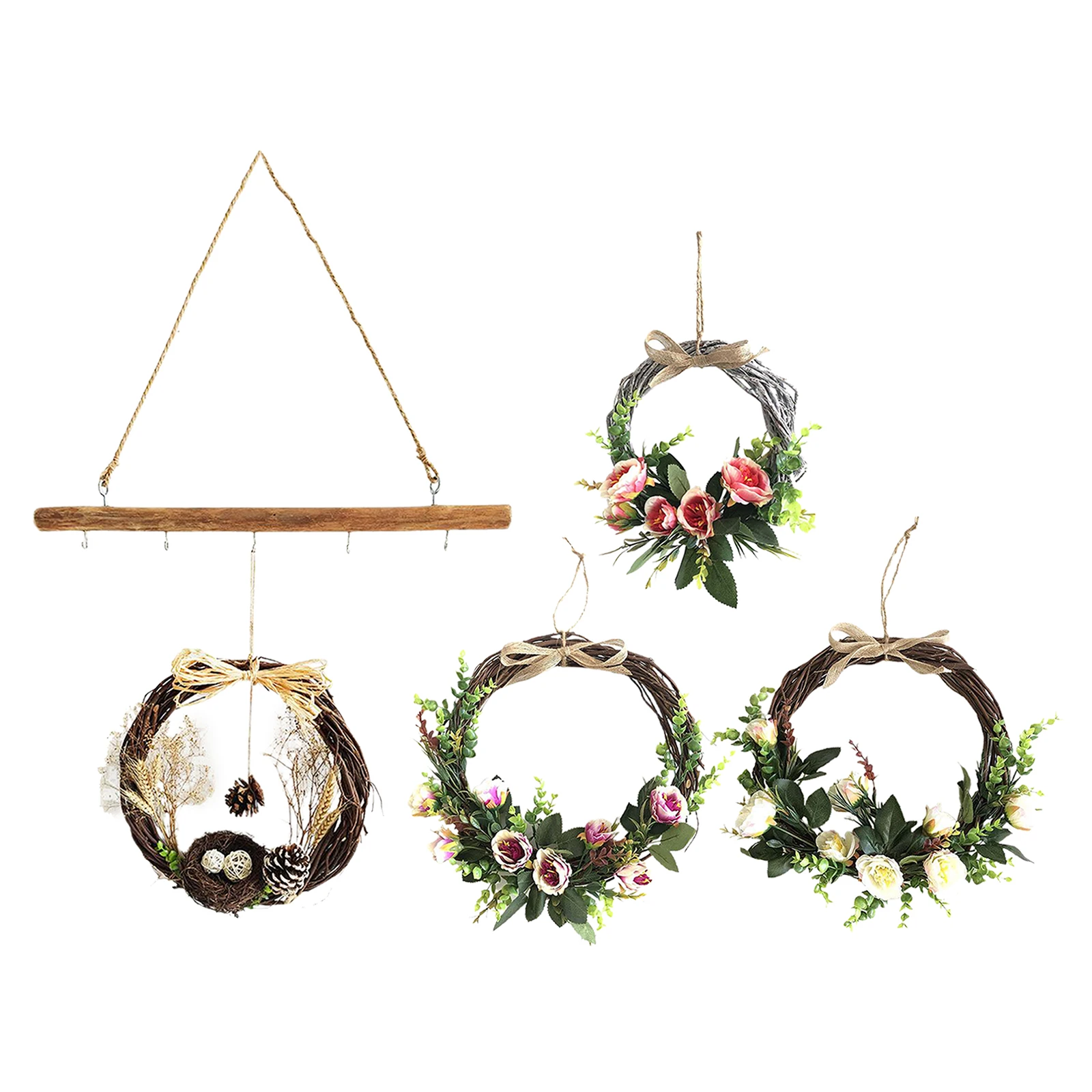 

Wall ing Wreath Decoration Artificial Flower Rattan Hoop Wreath For Wedding Backdrop Floral Wreath