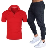 mens sets summer 2 piece outfit sport set 2021 new polo shirt sweatpants sweatsuits casual set fashion clothing male tracksuit