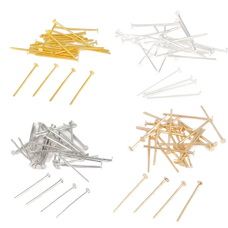 

100Pcs 0.7cm Color-preserving 18K Gold-coated T Nine-character Needle Pure Copper Beaded Material DIY Jewelry making Accessories