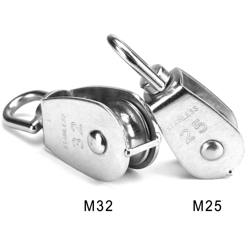 M50& M75& M100 304 одноколёсный роликовый блок из нержавеющей стали или двухосный двойной приводной ремённой шкив поворотный шкив блок скалолазания аксессуары