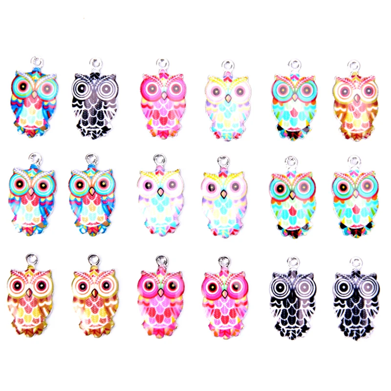 

2/6Pcs Enamel Animals Owl Charms DIY Findings Women Men Jewelry Gift Craft Alloy Owl Charms For Bracelet Necklace Jewelry Making
