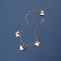 fashion all match butterfly alloy pendant bracelet gold sweet and cute simple design metal chain ladies beach party jewelry