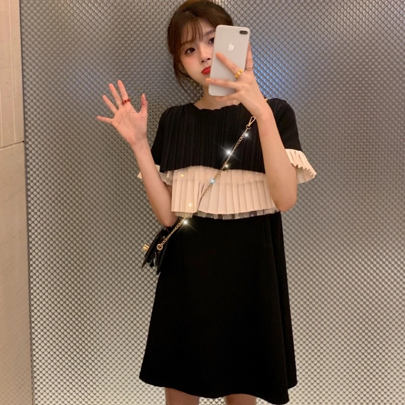 

Женская одежда European Station, маленькая летняя юбка, черное платье в стиле супер Мори, платье с прострочкой для женщин, новинка 2021