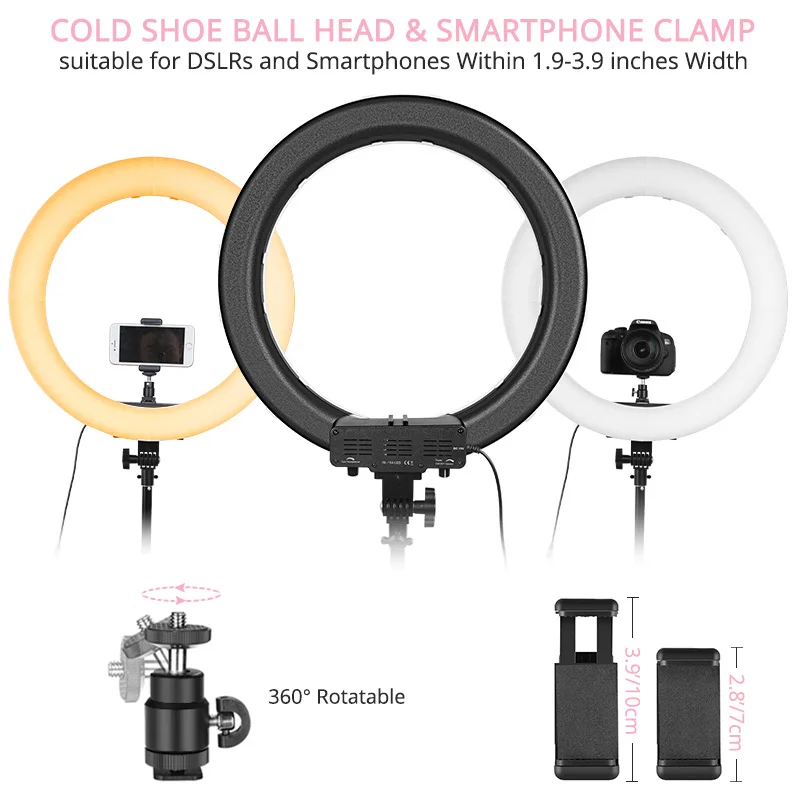 Travor кольцевой светильник 14 дюймов кольцевой светильник s 348 шт. светодиодный кольцевой светильник с регулируемой яркостью со штативом для макияжа фото-светильник на YouTube