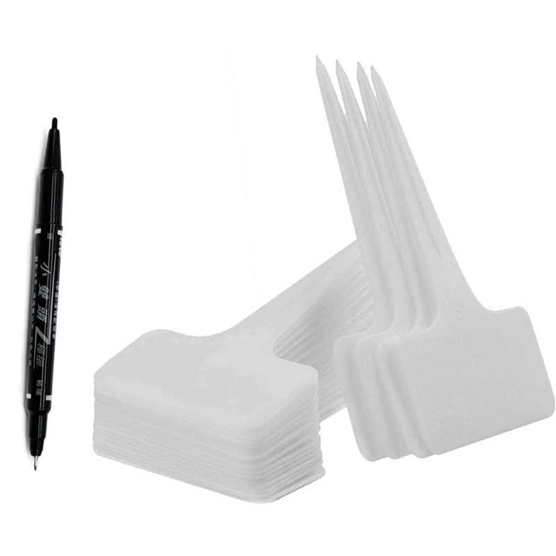 

100Pcs White Plant Labels Water T-Types Plant Tag Reusable Nursery Garden Labels Plant Markers for Flower Vegetables