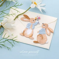 ahyonniex cute rabbit embroidery patches for girls bag iron on patches for clothes small glue patch for kids clothes designer