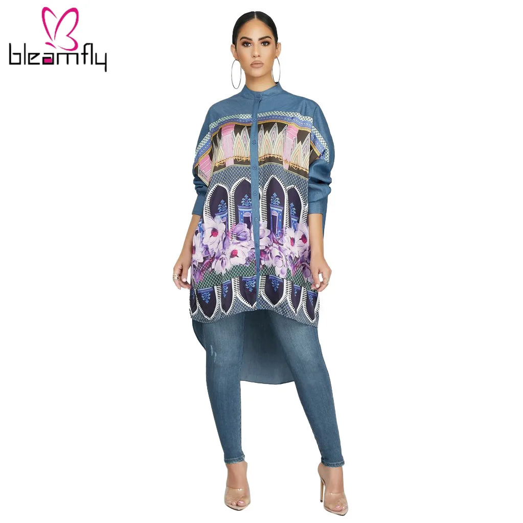 Женские новые летние винтажные с цветочным принтом Длинные рукава обычный подол