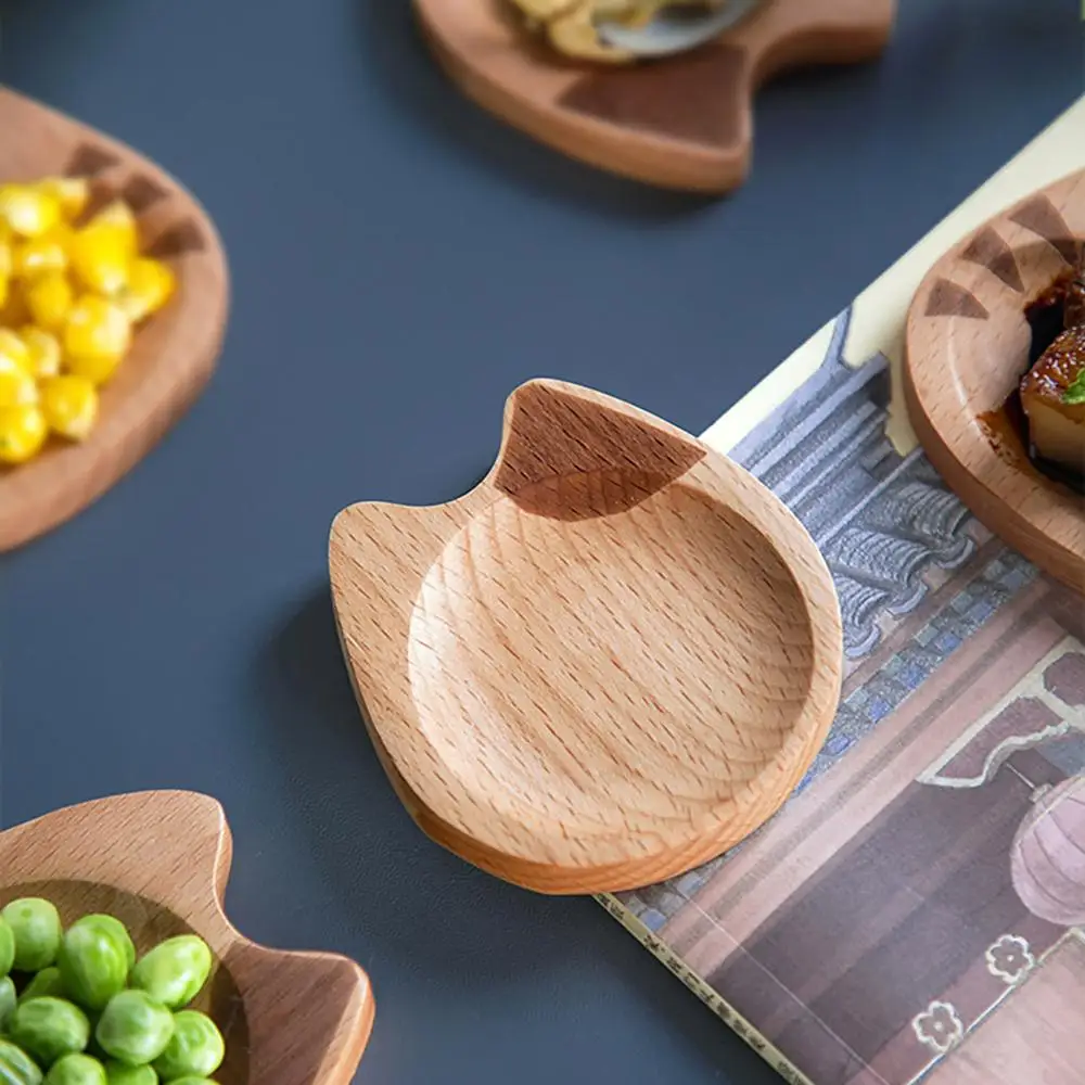 5 шт. в японском стиле бук дерево форма кота соус блюдо кухня маленькие закуски