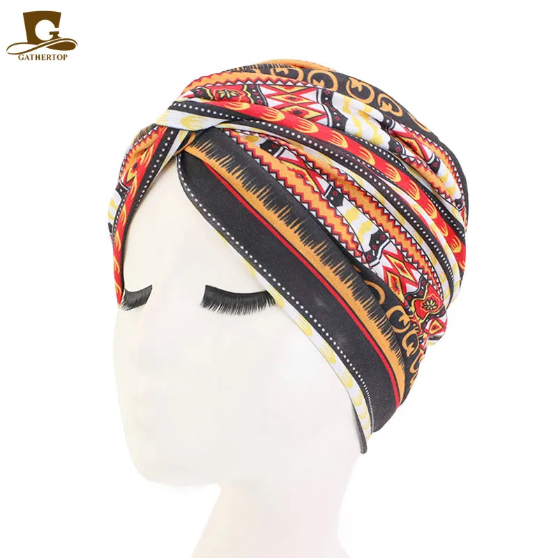Женский тюрбан с цветочным принтом бандана мусульманский головной платок