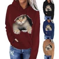 stylish women sweatshirt animal pattern lady pure color loose hoodie hoodie women hoodie